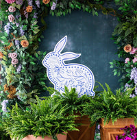 Large Blue Chinoiserie Bunnys Yard Stake