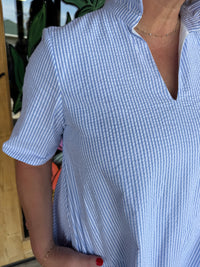 The Drew Seersucker Dress - Blue