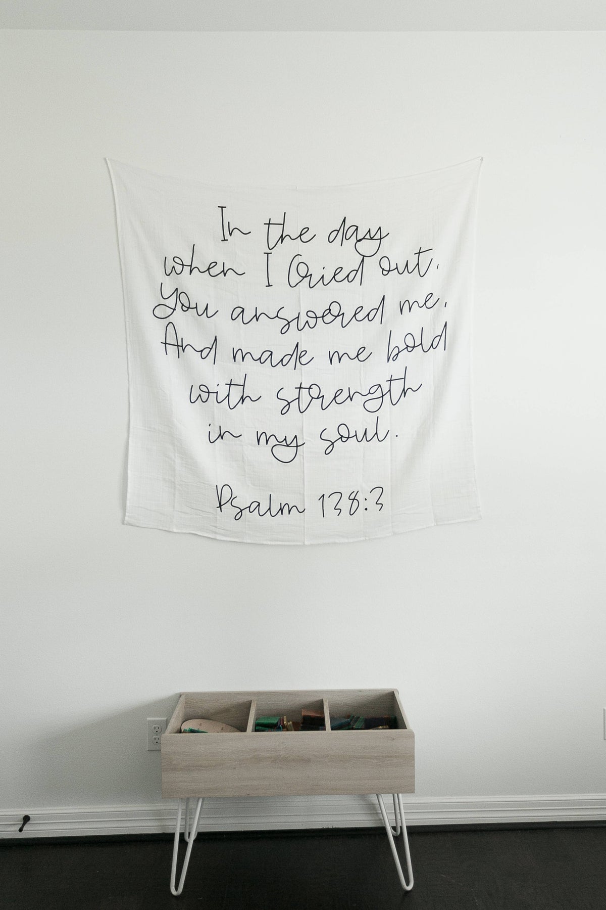 Modern Burlap - Organic Swaddle Blanket- Psalm 138:3
