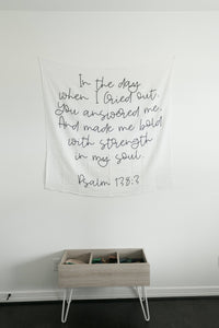 Modern Burlap - Organic Swaddle Blanket- Psalm 138:3