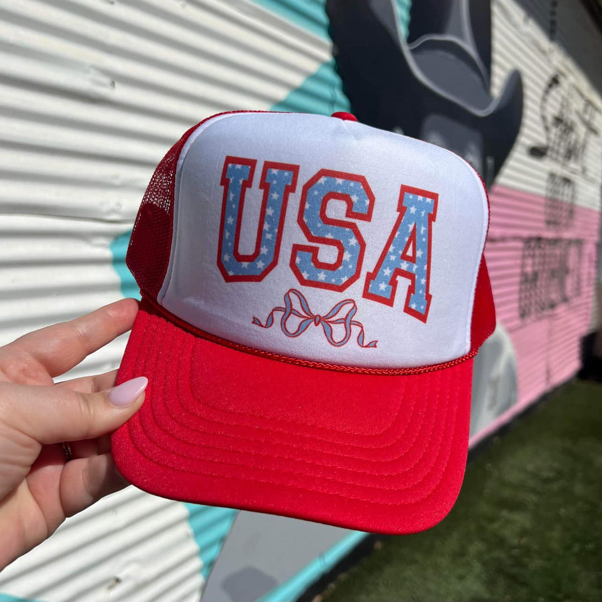 Red "USA" Bow Hat
