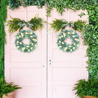 Magnolia and Yellow Tulip Wreath Door Hanger
