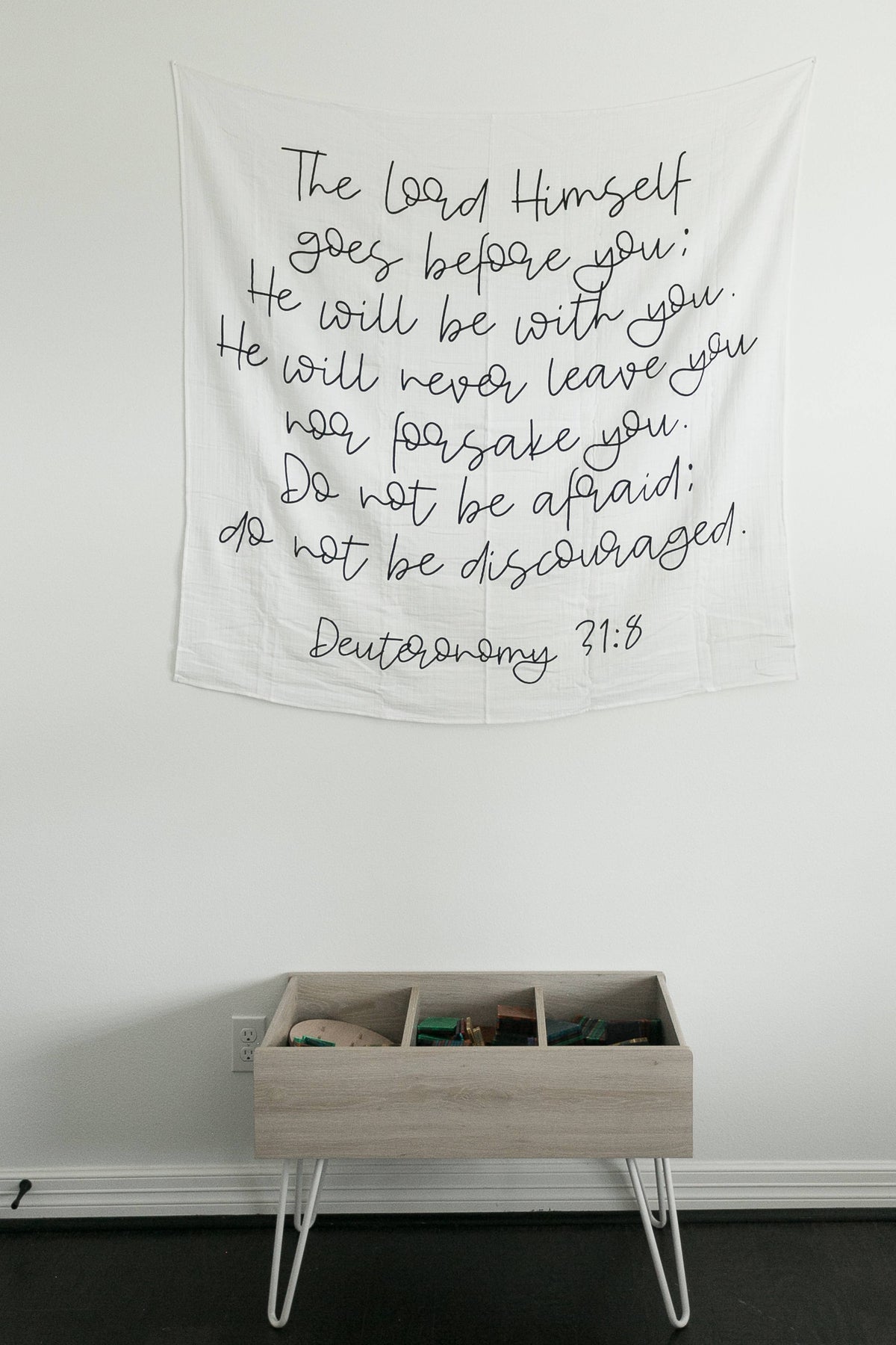 Modern Burlap - Organic Swaddle Blanket- Deuteronomy 31:8