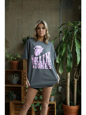 Rolling Stones Dazed Charcoal Thrifted Licensed Graphic Tee