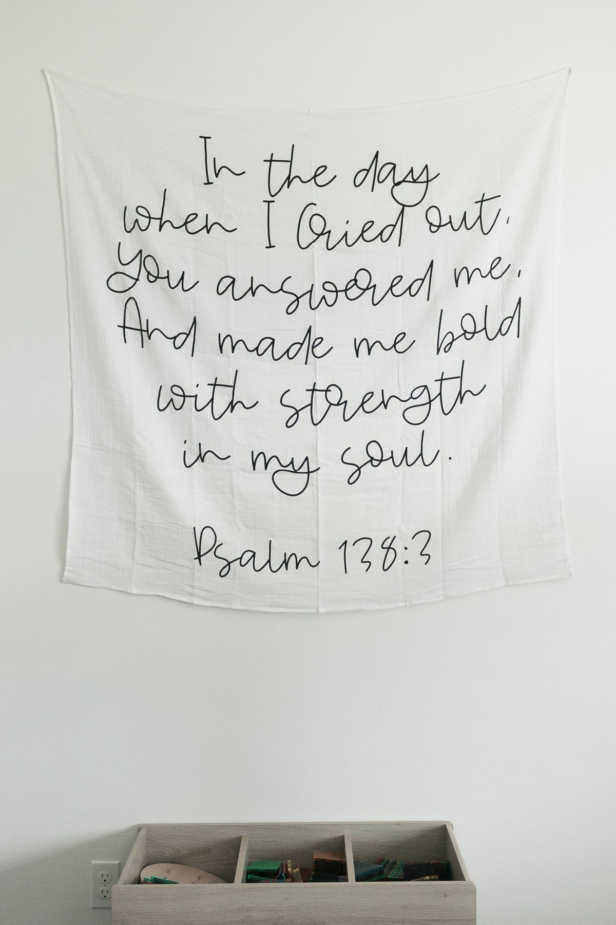 Modern Burlap - Organic Swaddle Blanket- Psalm 138:3