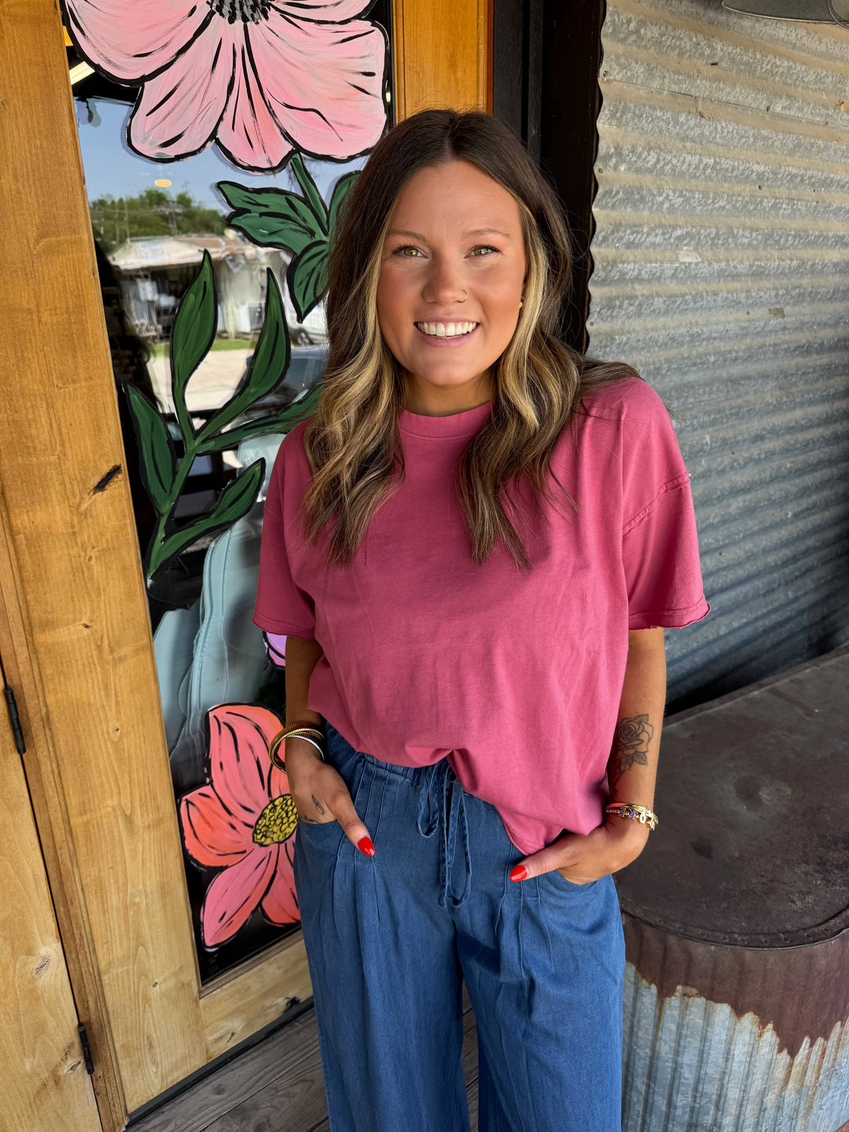 Pigment Washed Cotton Top - Plus