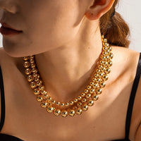 Gold Beaded Necklace - 8mm