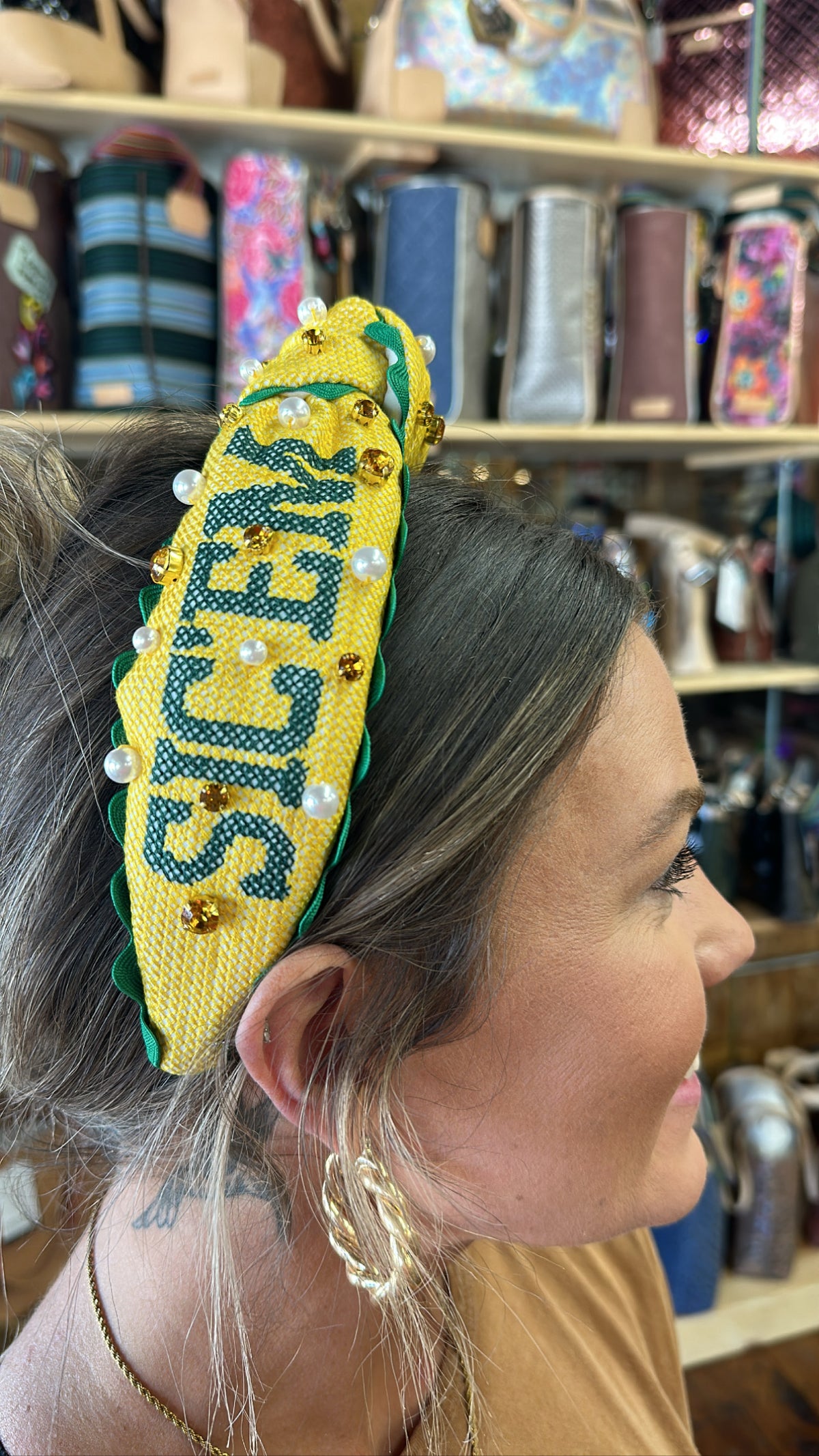 Sic 'Em Cross Stitch Headband