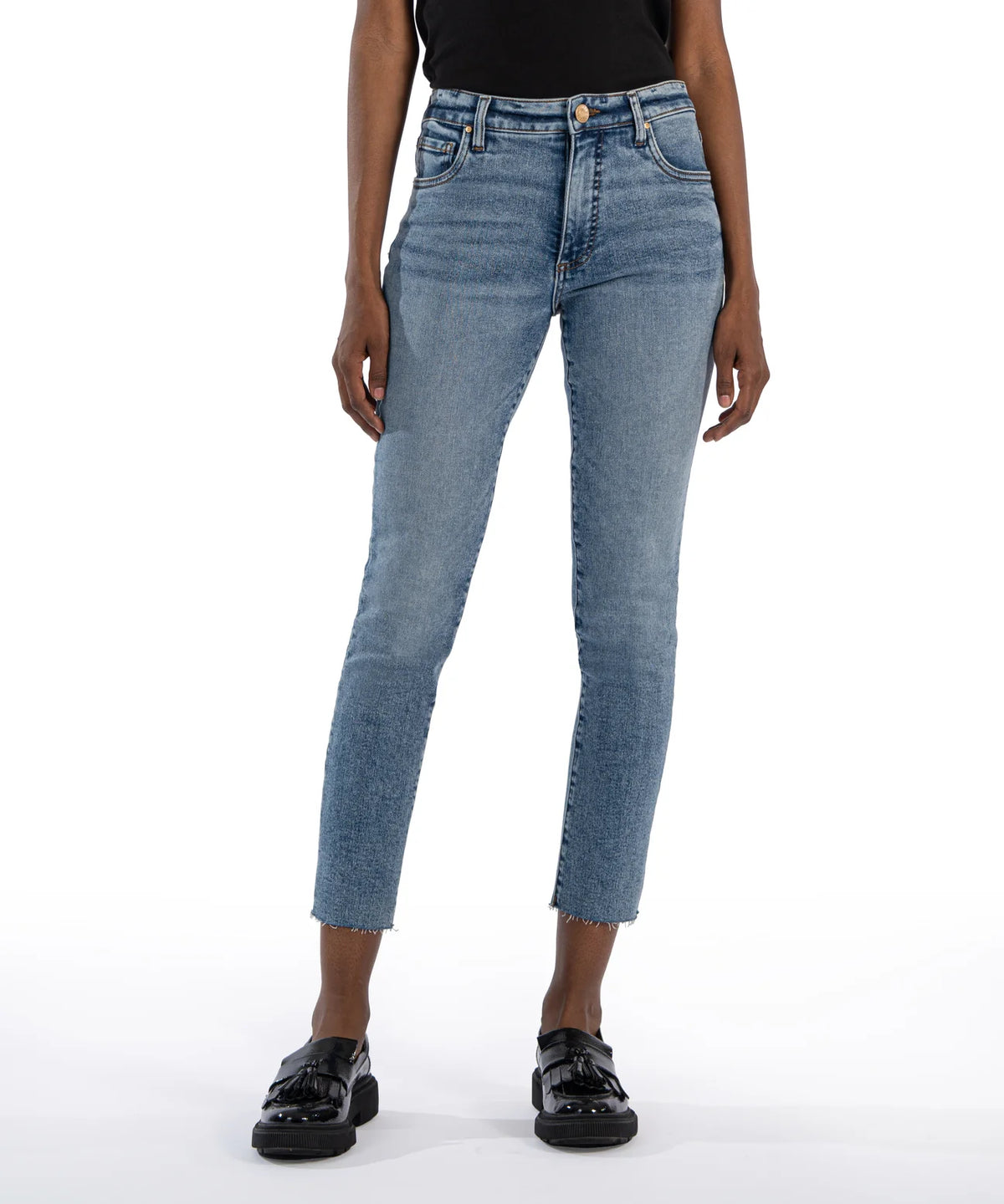 KUT High Rise Reese Fab Ab - Ankle Straight Raw Hem