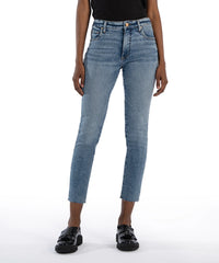 KUT High Rise Reese Fab Ab - Ankle Straight Raw Hem
