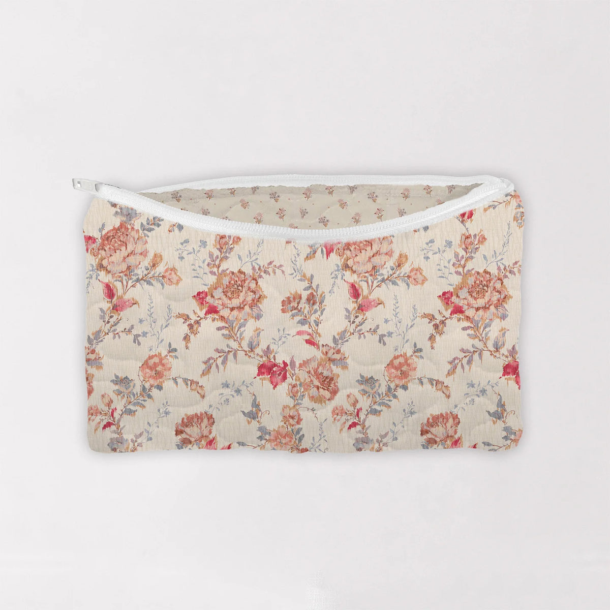 Natalie Floral Pastel Quilted Makeup Bag