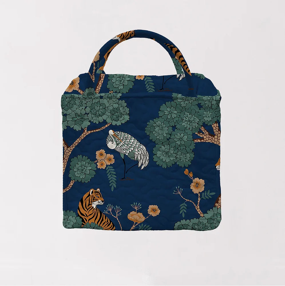 Opal Navy Small Quilted Tote Bag