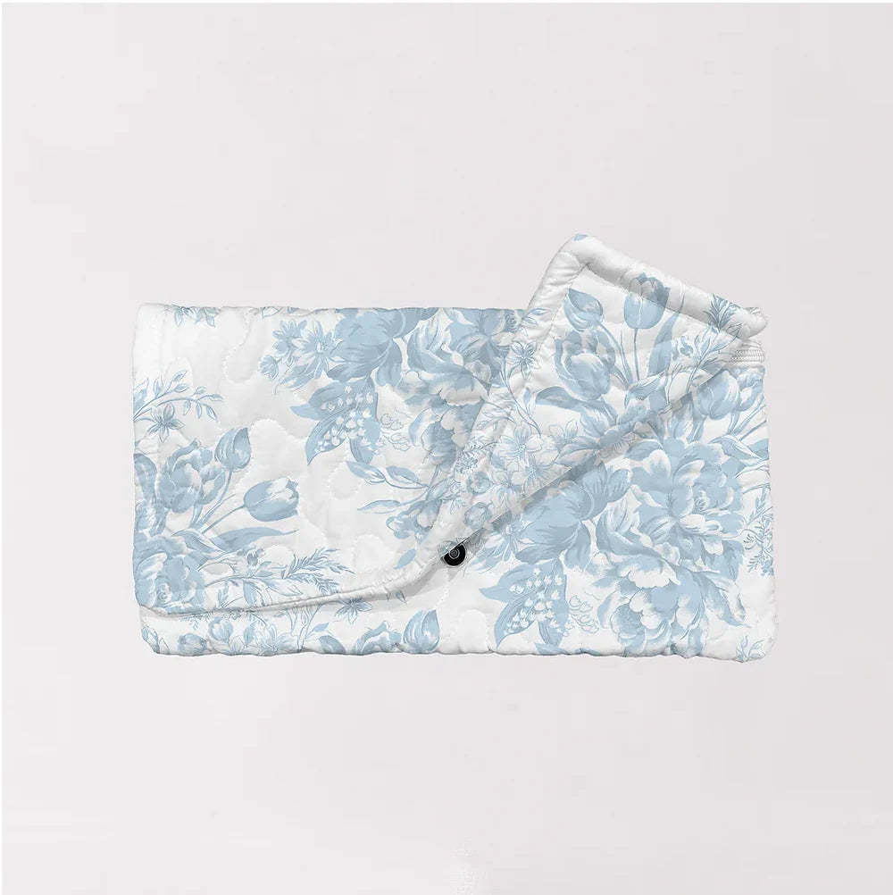 Rose Toile Light Blue Quilted Clutch