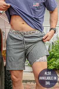Athletic Shorts - Grizzly Gray - Classic Deer Camo Liner