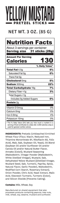 Pop Daddy Snacks - Yellow Mustard Seasoned Pretzels 3.0oz
