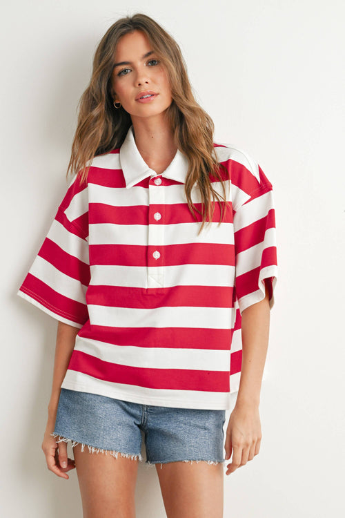 Striped Oversized Polo Shirt