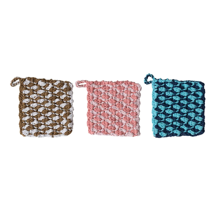 Hand-Woven Cotton Crocheted Potholder