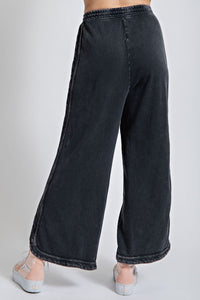 So Comfy Mineral Washed Terry Knit Pants - Ash