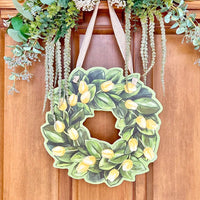 Magnolia and Yellow Tulip Wreath Door Hanger