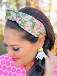 Light Pink Hibiscus Flower Headband with Crystals and Pearls