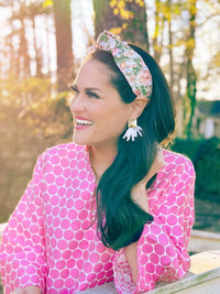 Light Pink Hibiscus Flower Headband with Crystals and Pearls