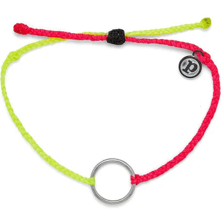 Puravida Two Tone Full Silver Circle Bracelet, Neon Hot Pink