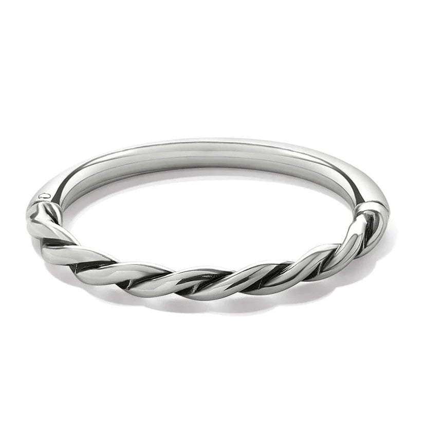 Interlok Twist Hinged Bangle - Silver