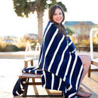 Navy Stripe Throw Blanket