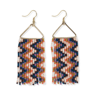 Whitney Wavy Beaded Fringe Earrings Citron + Coral