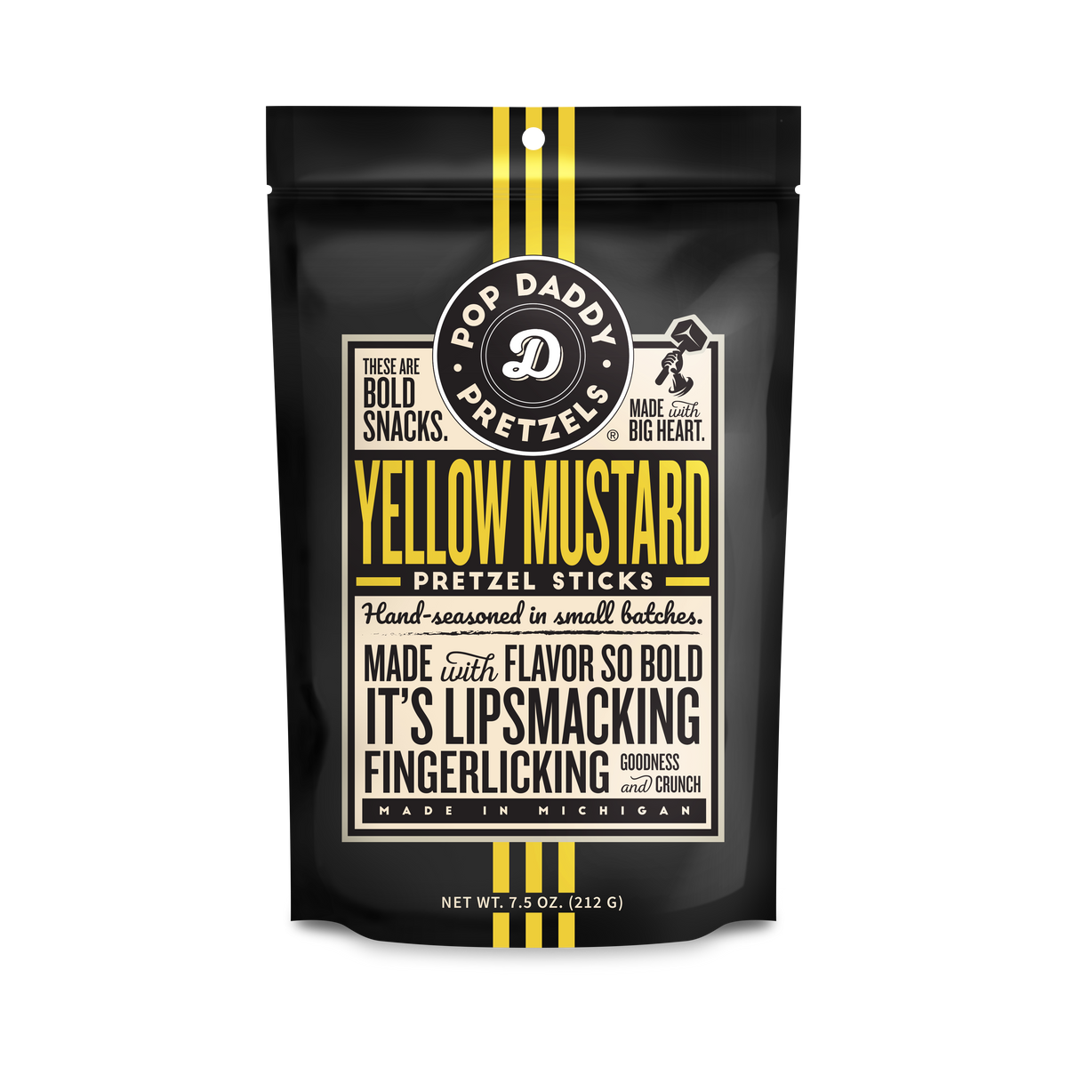 Pop Daddy Snacks - Yellow Mustard Seasoned Pretzels 7.5oz