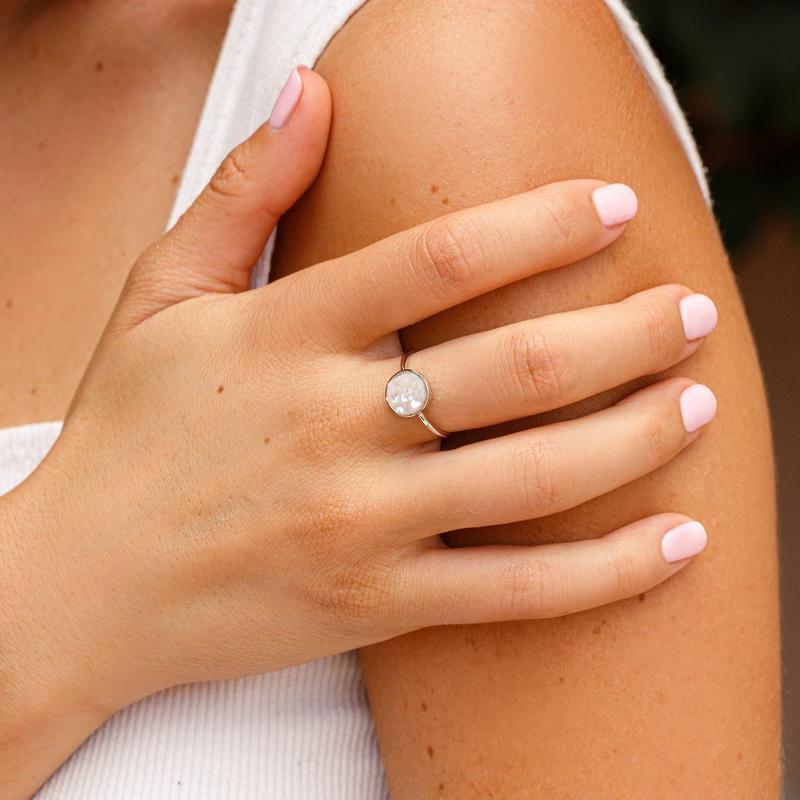 Puravida® Silver Druzy Moon Ring