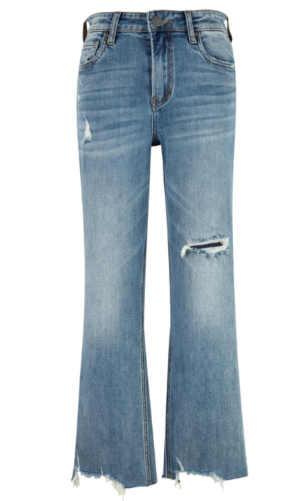 Kelsey High Rise Fab Ab Ankle Flare with Raw Hem