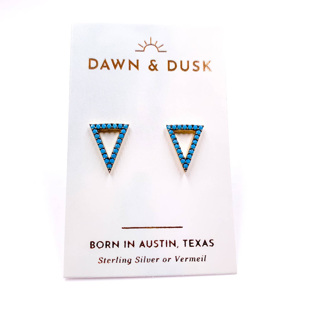Cubic Zirconia Triangles Pavé Vermeil Earrings - Turquoise