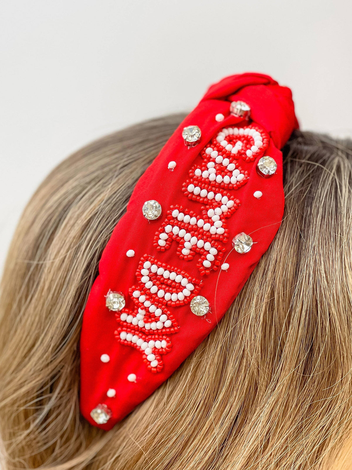 'Game Day' Embellished Headband - Red & White