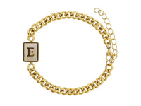 Gold Rectangle with Shell Inlay and Gold Initial Center Bracelet