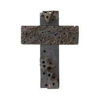 Reclaimed Wood Print Block Cross Wall Décor (Each One Will Vary)