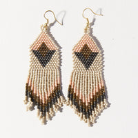 Grey Pink Diamond With Fringe Earrings