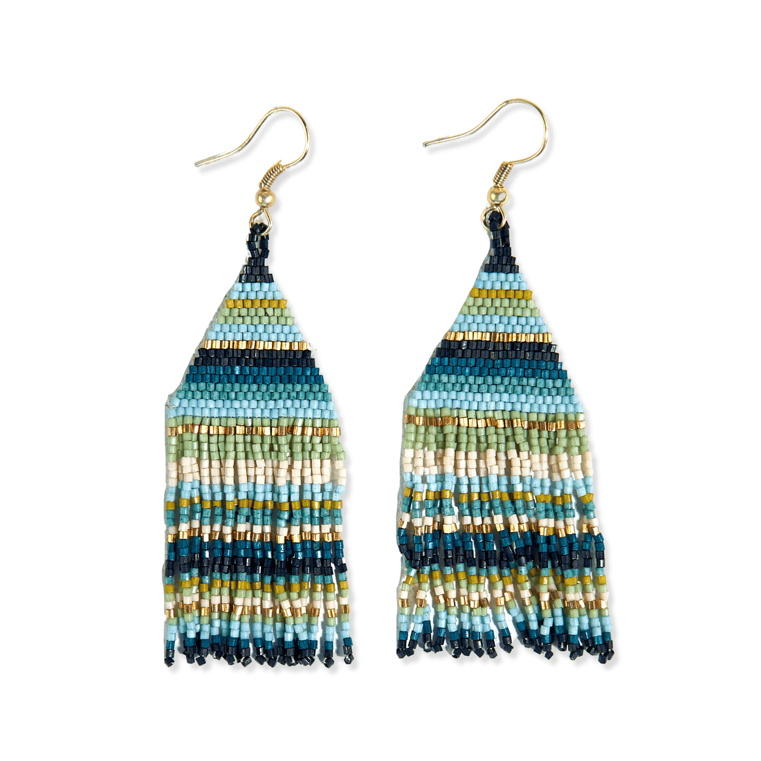 Lexie Blue Fringe Stripe Bead Earrings