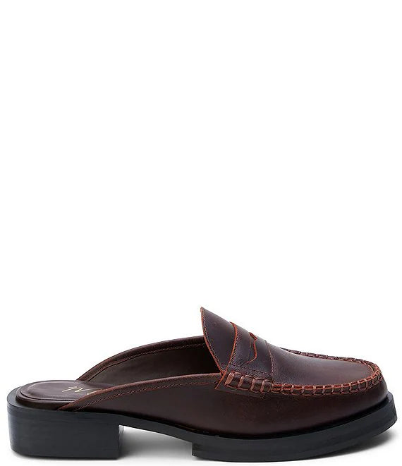 Tasha Leather Penny Loafer Platform Mules