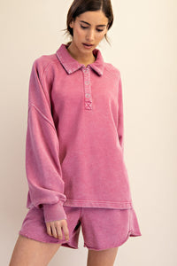 Mineral Washed Polo Sweatshirt