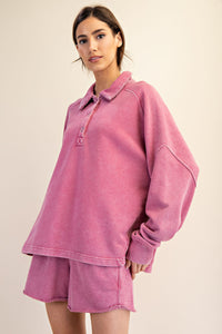 Mineral Washed Polo Sweatshirt