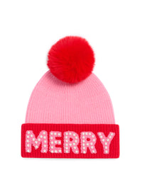 "Merry" Beanie with Pearls, Pink