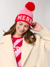 "Merry" Beanie with Pearls, Pink