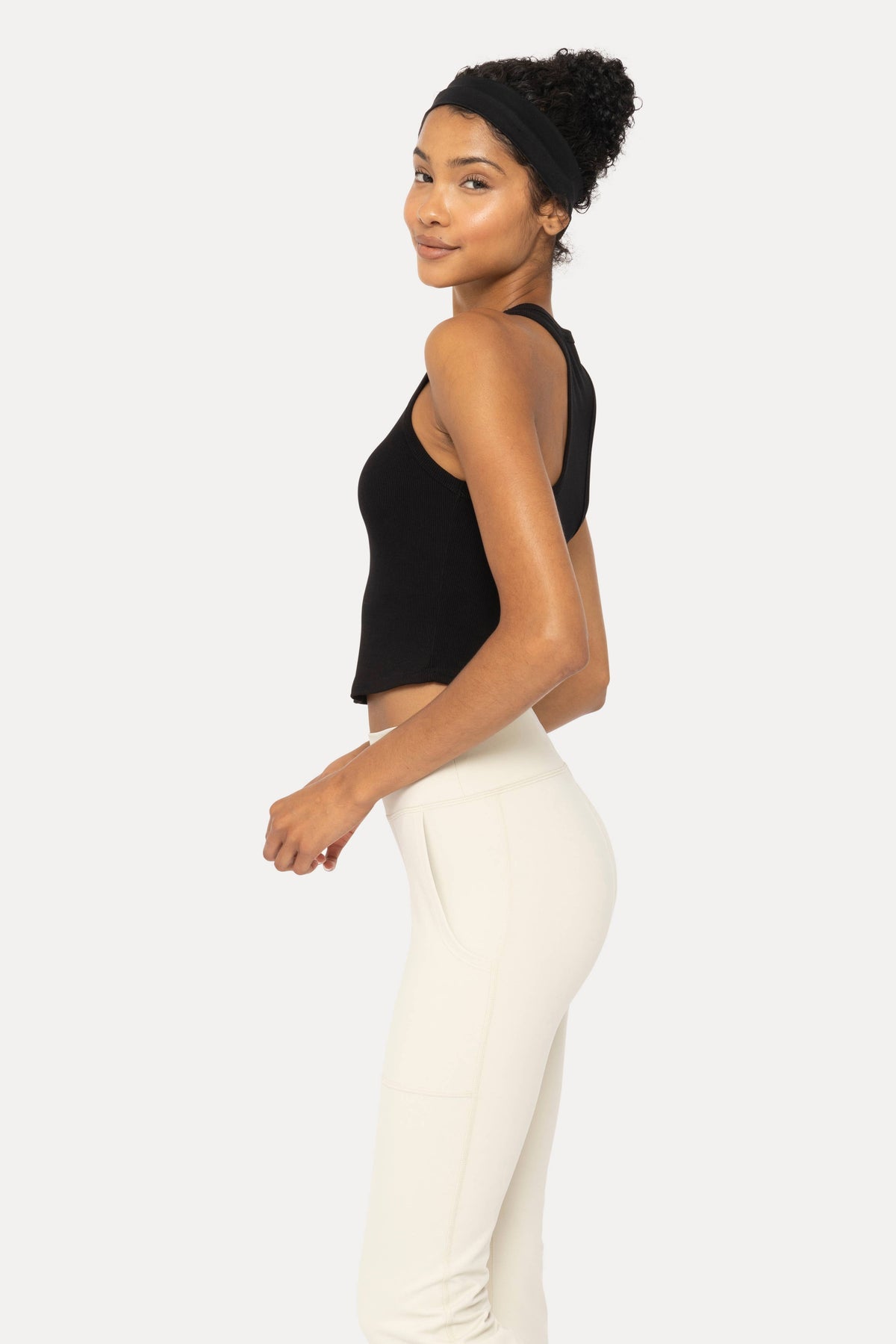 Essential Micro-Ribbed Racer Athleisure Tank Top