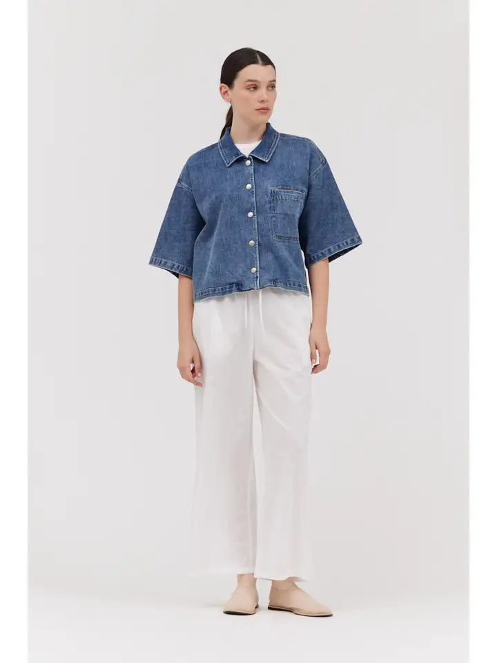 Overfit Denim Shirt Top