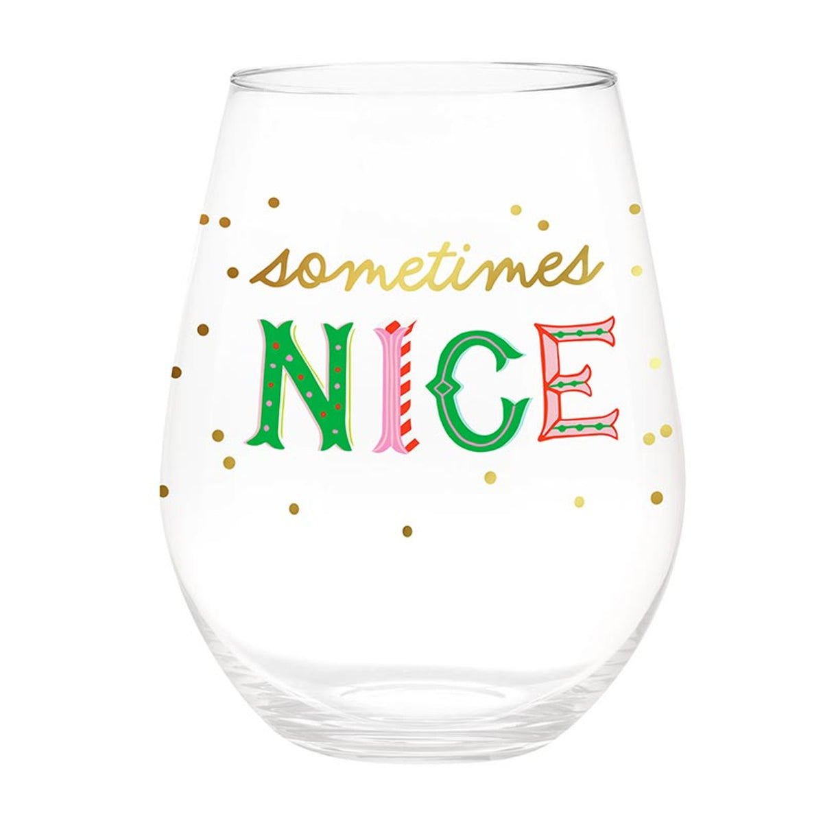 Jumbo Stemless Wine Glass - Naughty/Nice