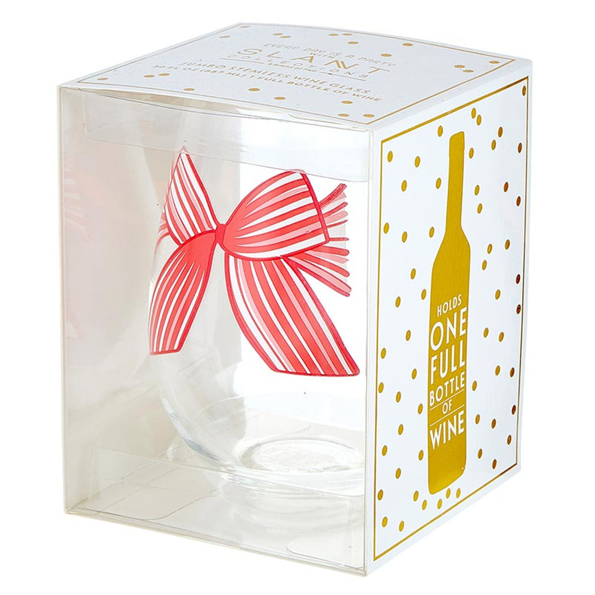 Jumbo Stemless Wine Glass - Bow