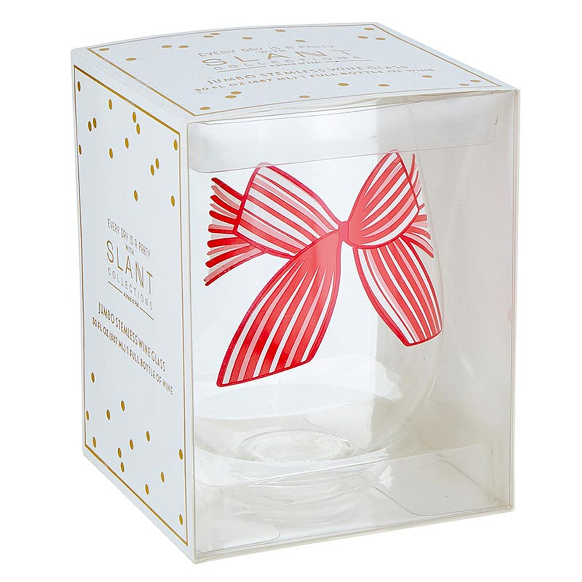 Jumbo Stemless Wine Glass - Bow