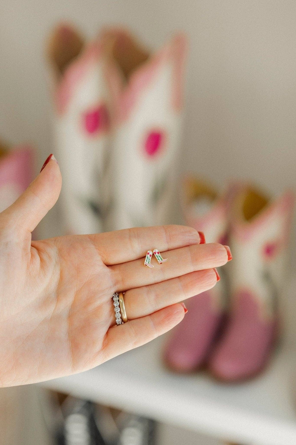 Screwback Stud Earrings - Tulip Cowgirl Boot