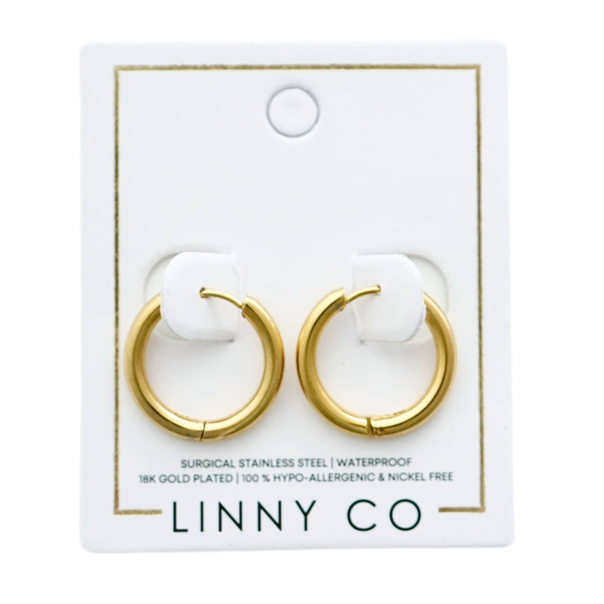 Huggie Earrings - Scarlett Hoop Gold 14mm